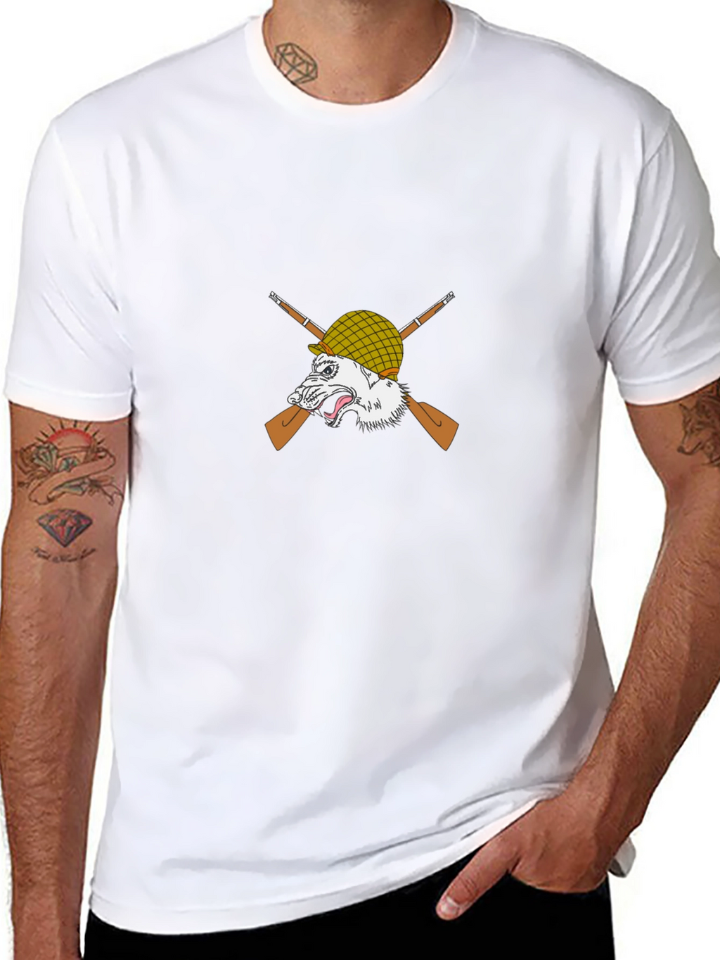 Wolf Warrior Graphic Tee - Black Cotton T-Shirt