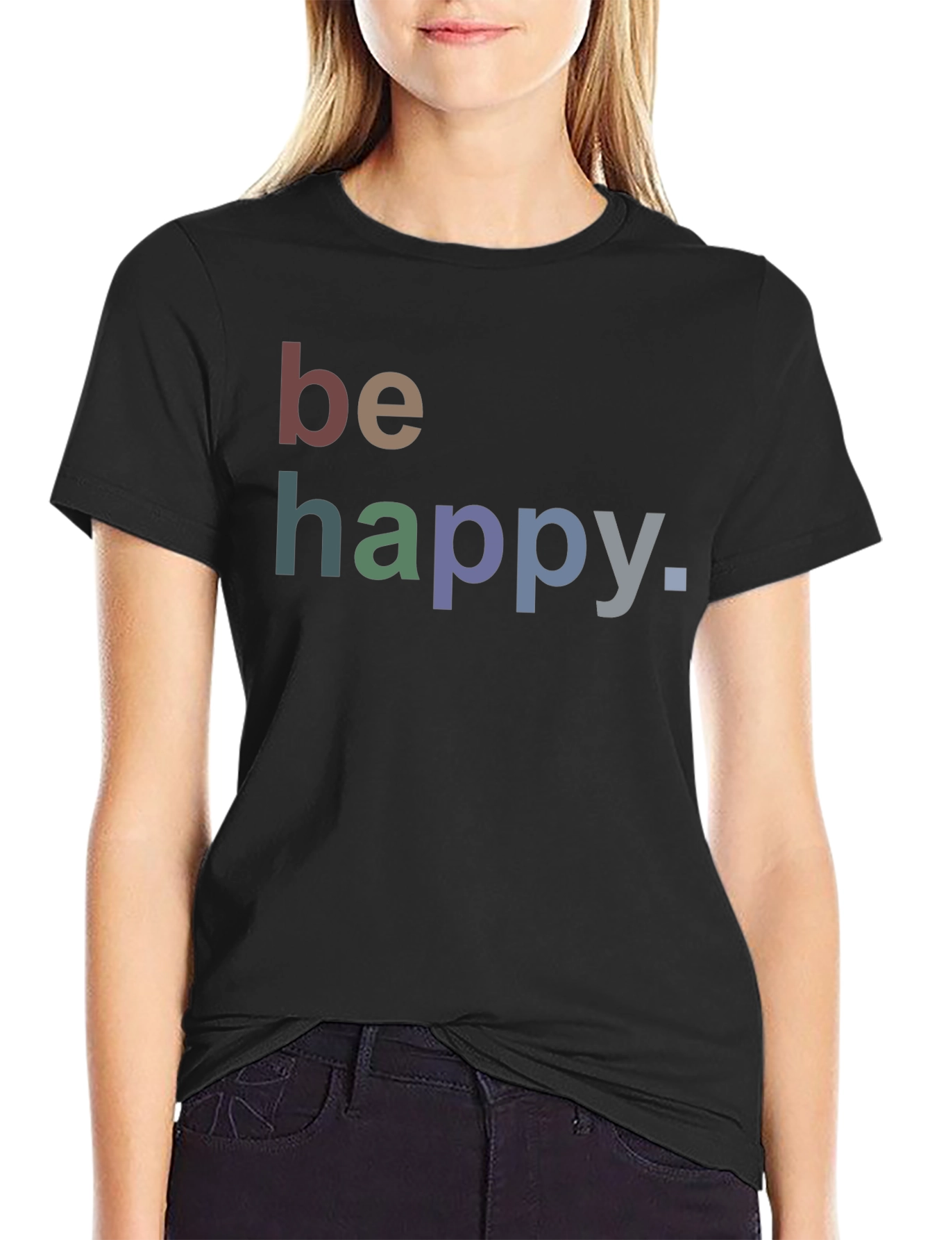 Be Happy Graphic Tee - Stylish & Comfortable Black T-Shirt