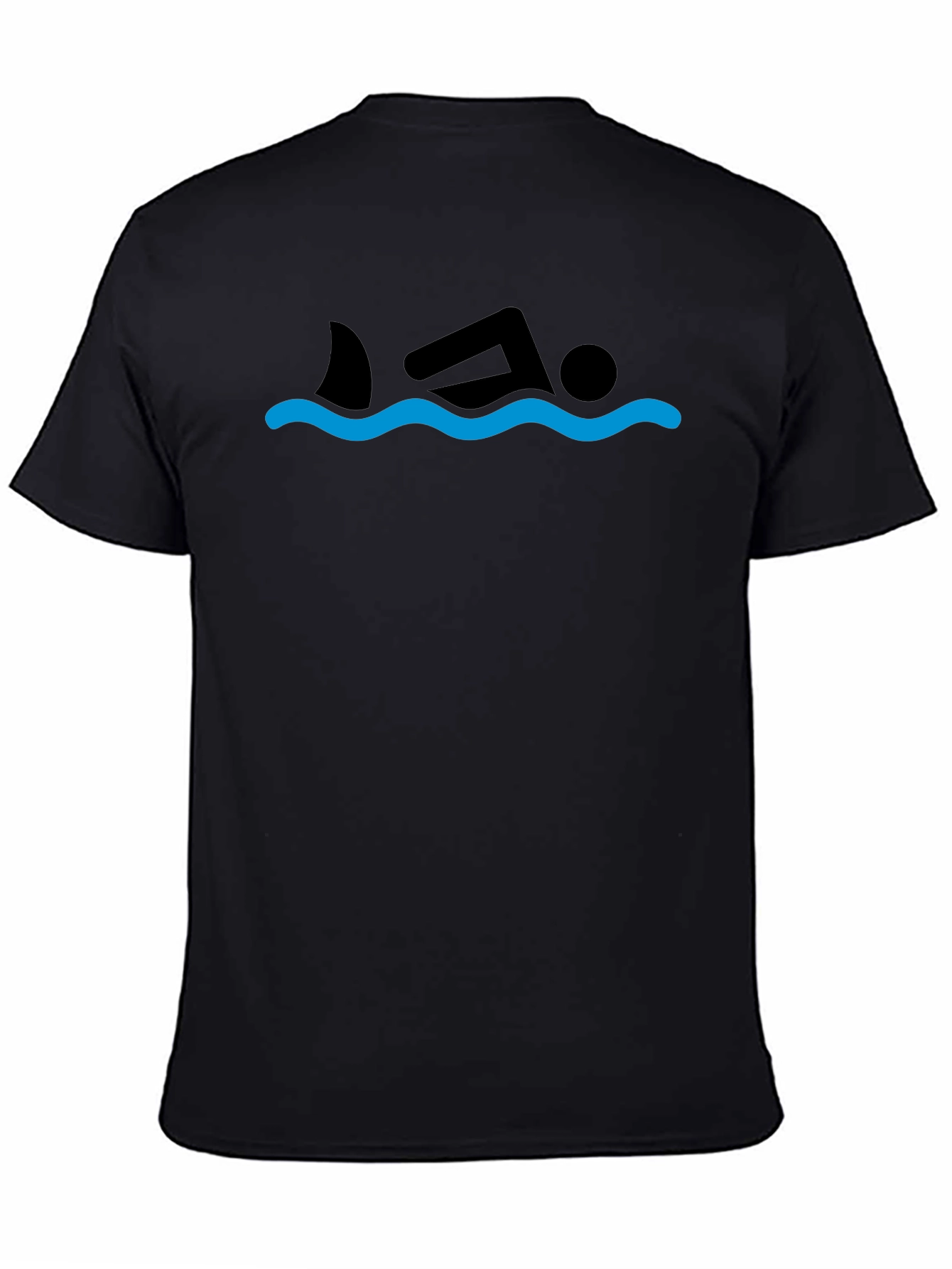 Shark Swimmer Graphic Tee - Black Cotton T-Shirt