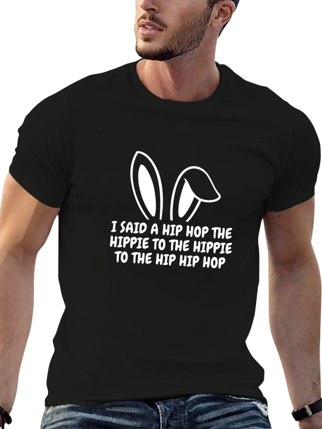 Hip Hop Easter Bunny Graphic Tee - Black