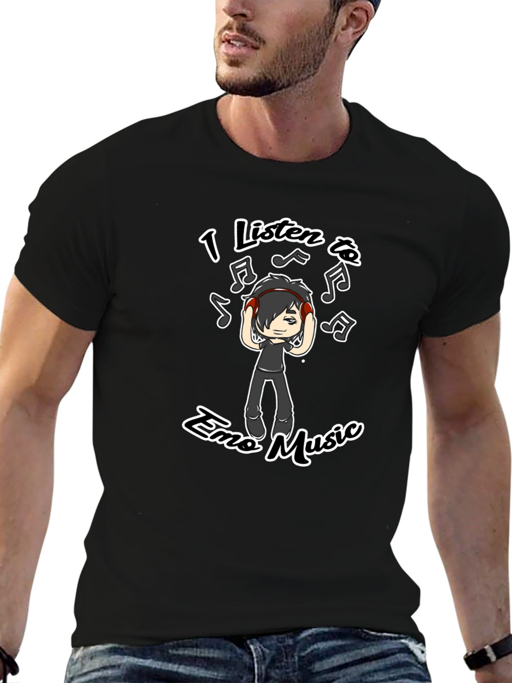 Emo Music Graphic T-Shirt - Black Crew Neck Tee