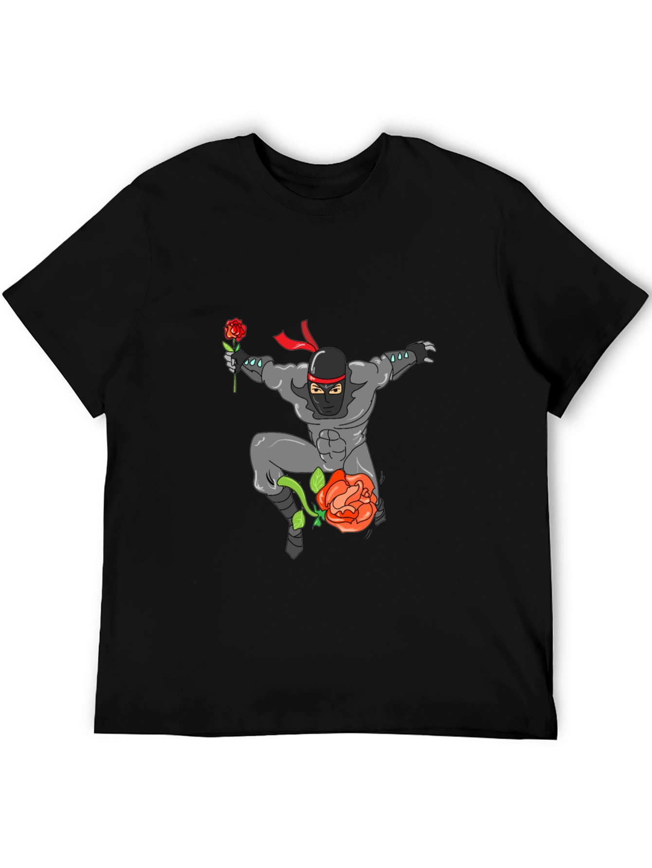Ninja Rose Graphic T-Shirt - Black Cotton Tee