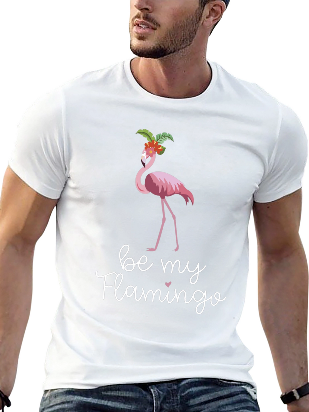 Be My Flamingo Graphic Tee - Black Cotton T-Shirt