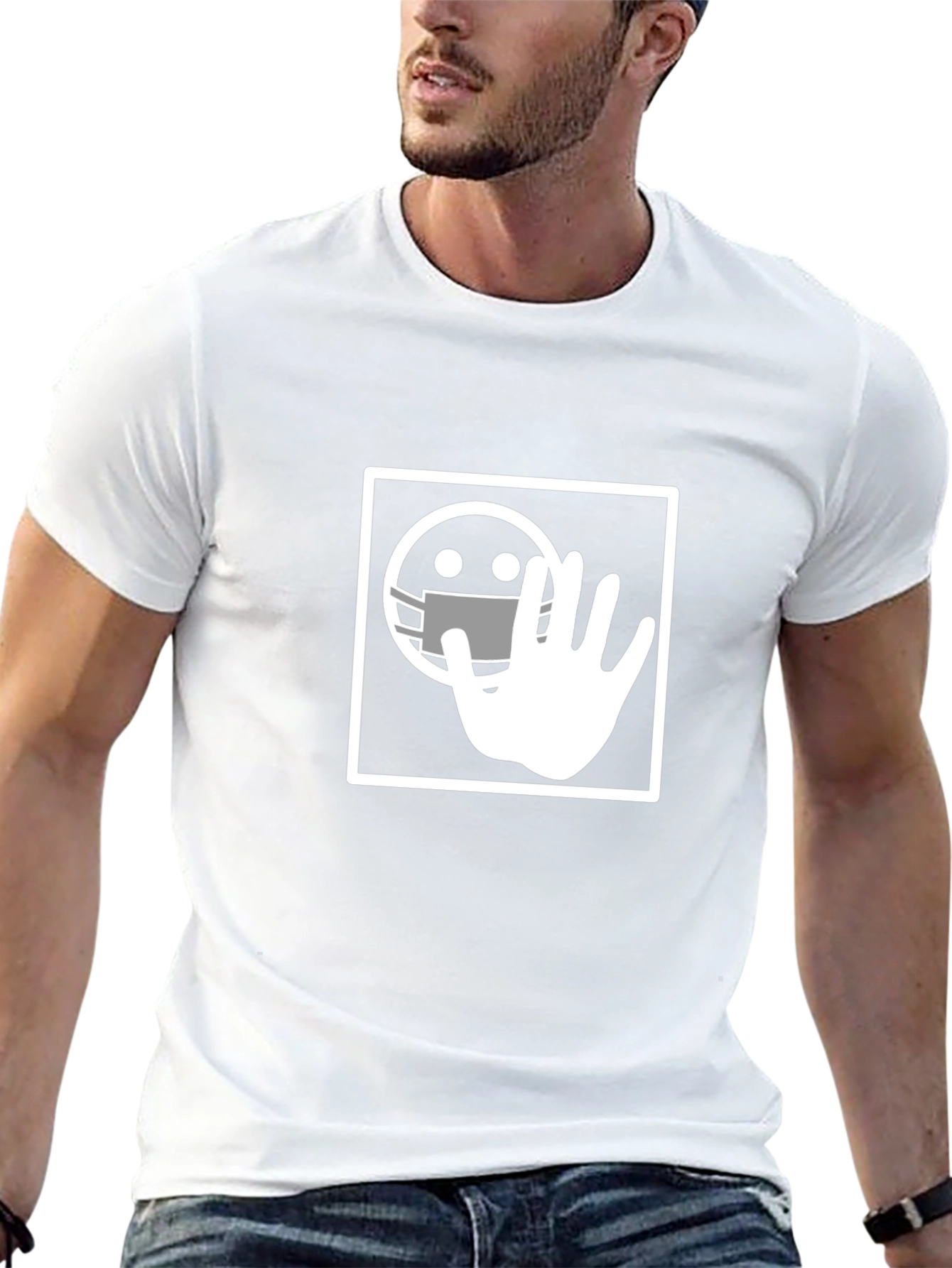 Masked Emoji Hand Stop T-Shirt
