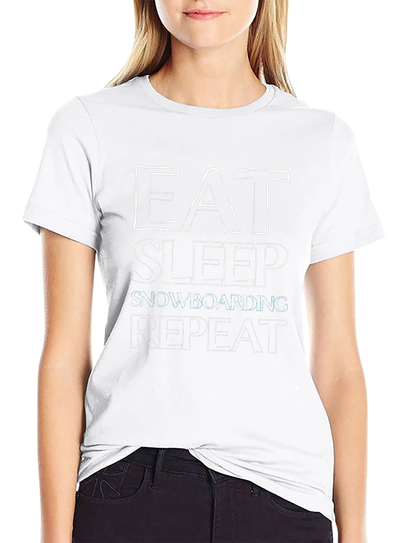 Eat Sleep Snowboarding Repeat Black Graphic Tee