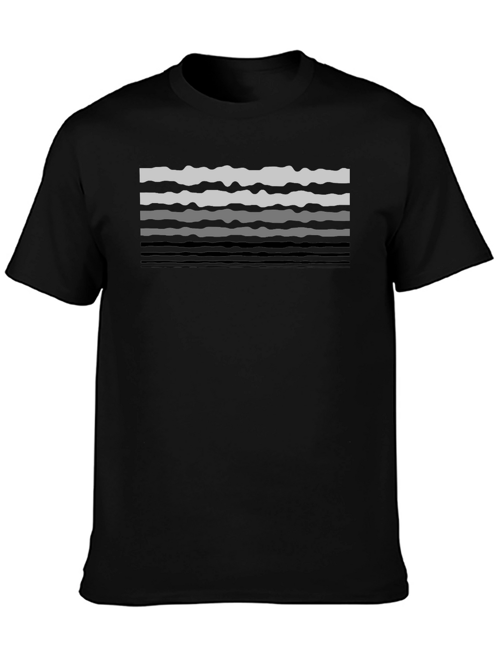 Wavy Lines Graphic Tee - Black Cotton Casual T-Shirt
