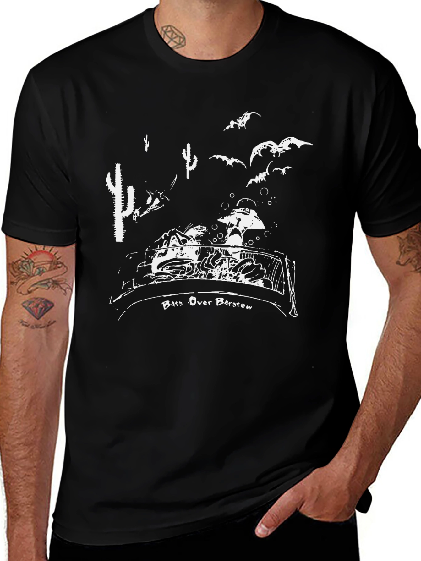 Bats Over Barstow Graphic Tee - Mens Black T-Shirt