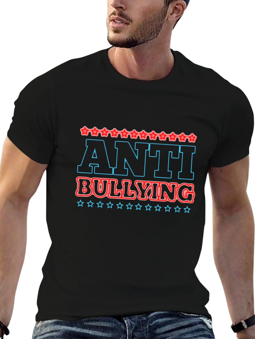 Anti-Bullying Graphic Tee - Black Casual T-Shirt