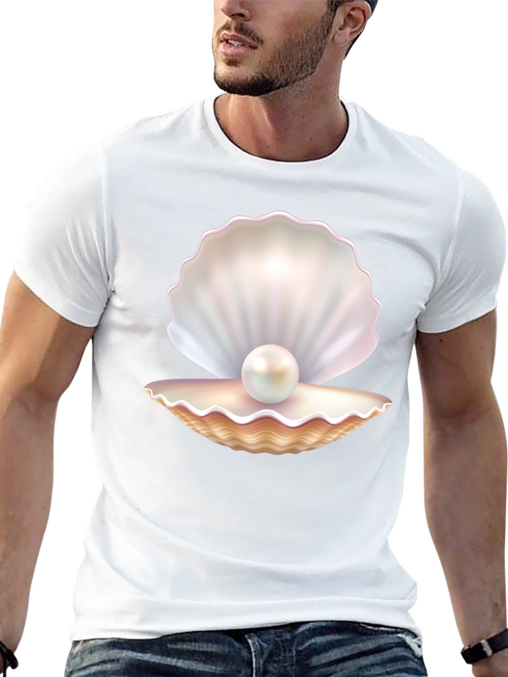 Pearl Oyster Graphic Tee - Black Cotton Blend