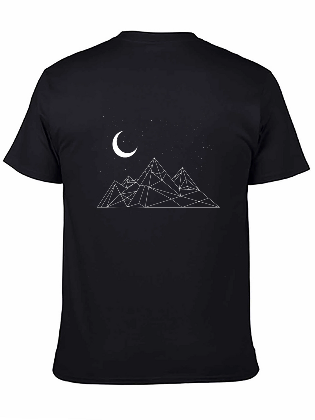 Geometric Mountain & Moon Black T-Shirt