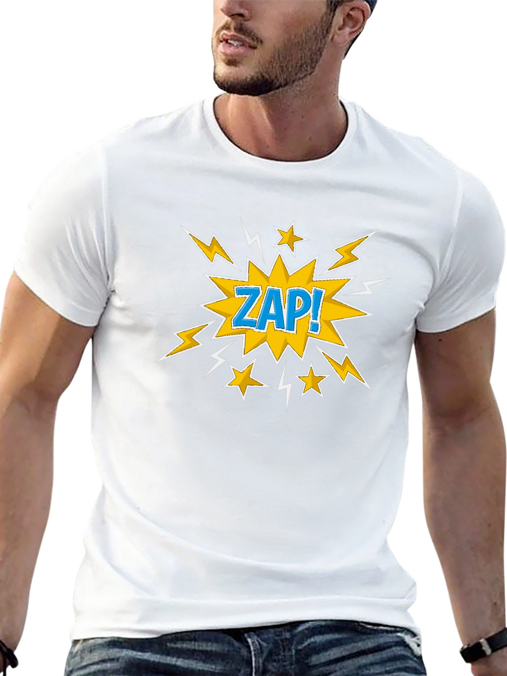 Zap! Graphic Print T-Shirt - Black Cotton Tee