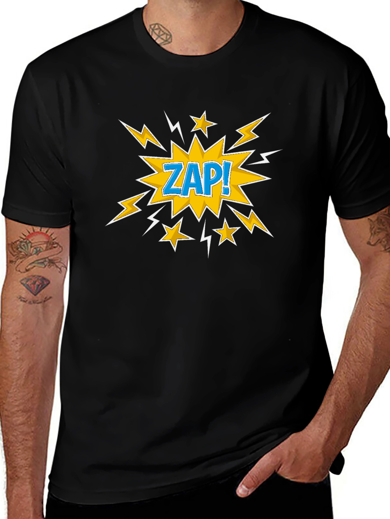 Zap! Graphic Print T-Shirt - Black Cotton Tee