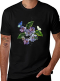 Floral Butterfly Graphic Black T-Shirt