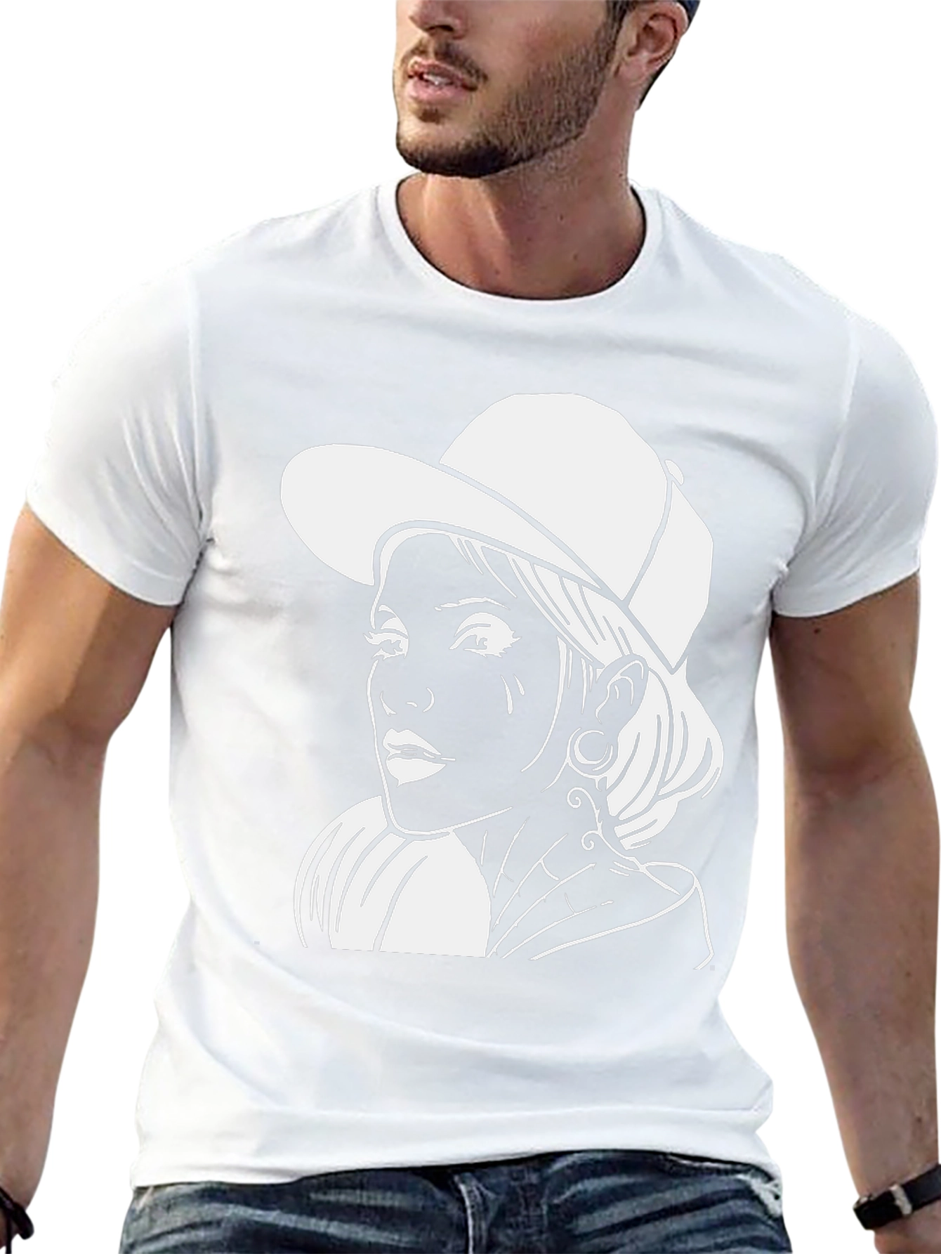 Black T-Shirt with White Graphic Print