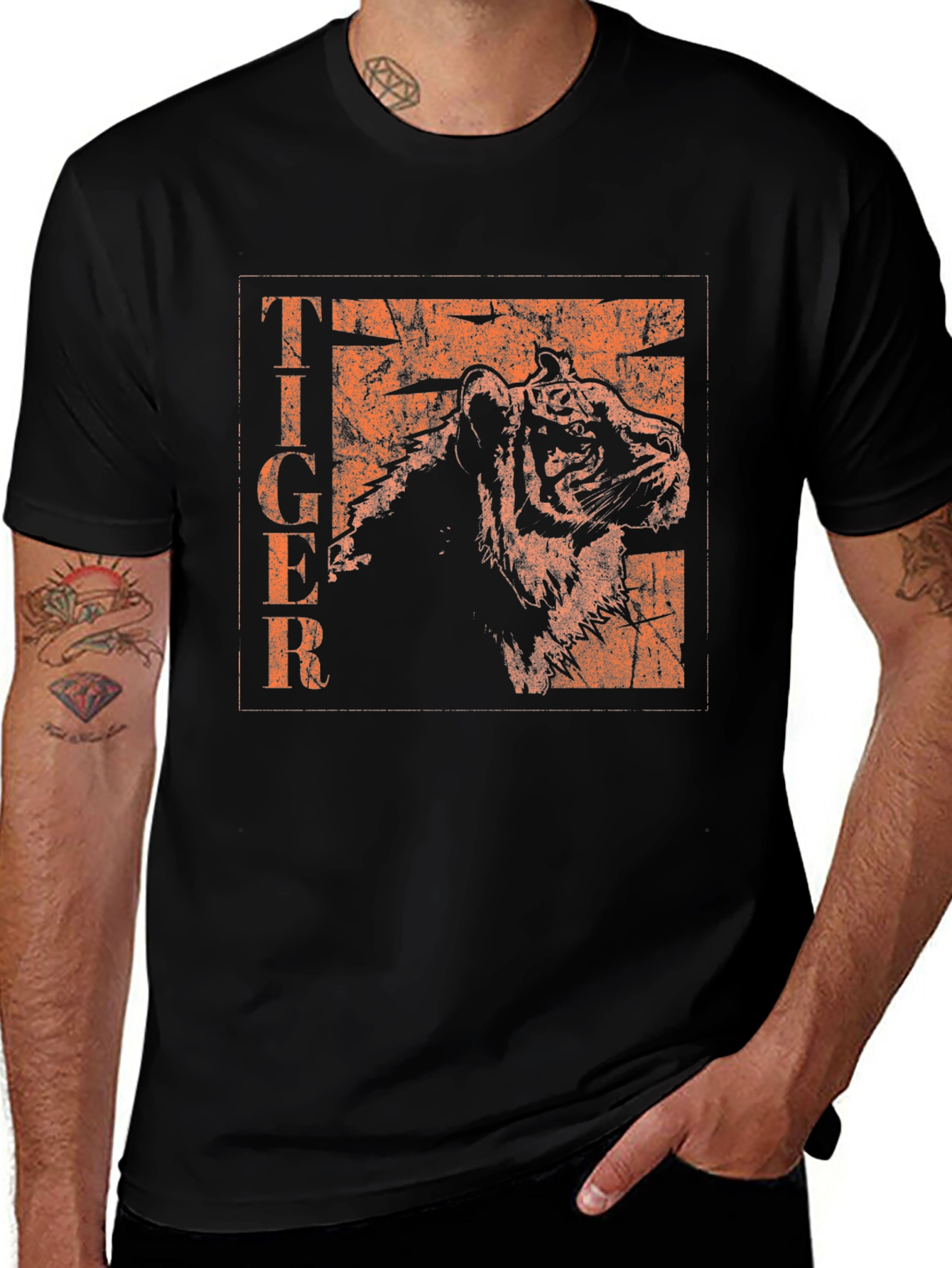Vintage Tiger Graphic Black T-Shirt