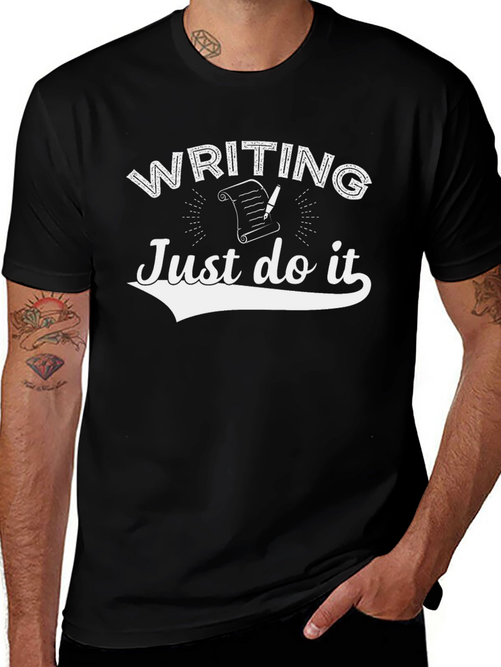 Writing Just Do It Black T-Shirt
