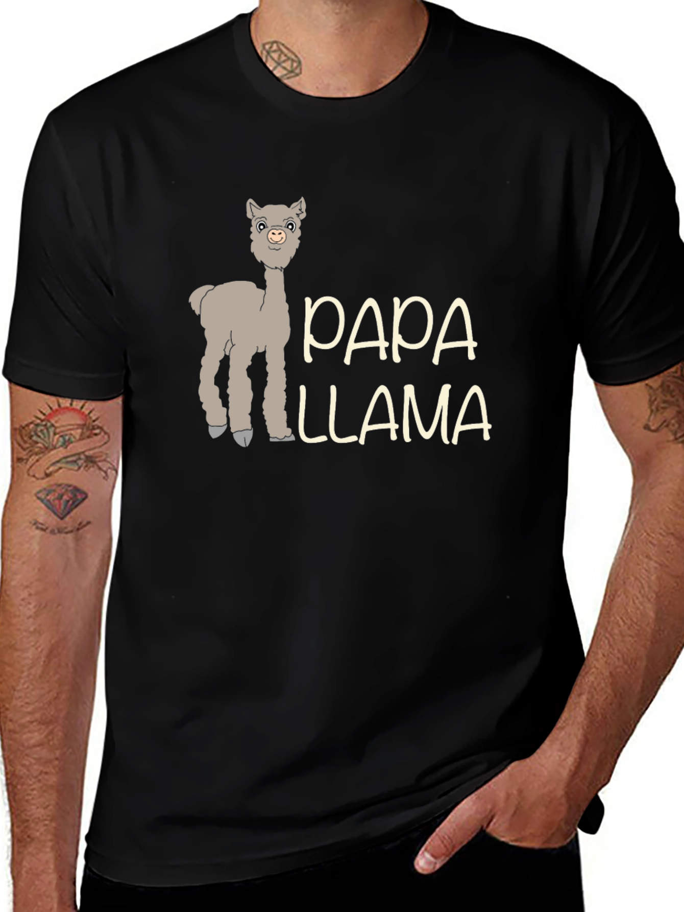 Papa Llama Graphic Tee - Mens Black T-Shirt