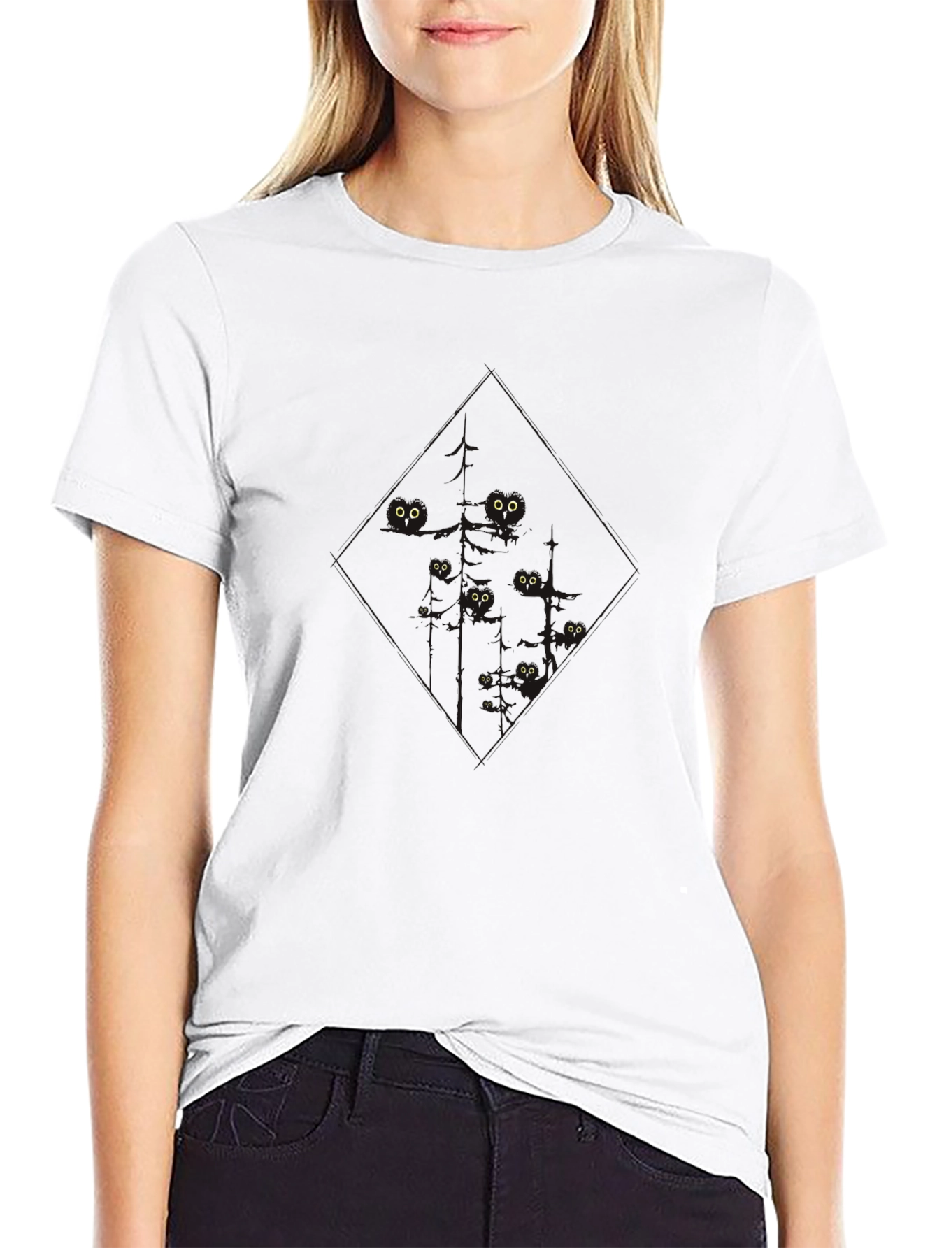 Mens Black Cat Eyes T-Shirt - Soft & Stylish