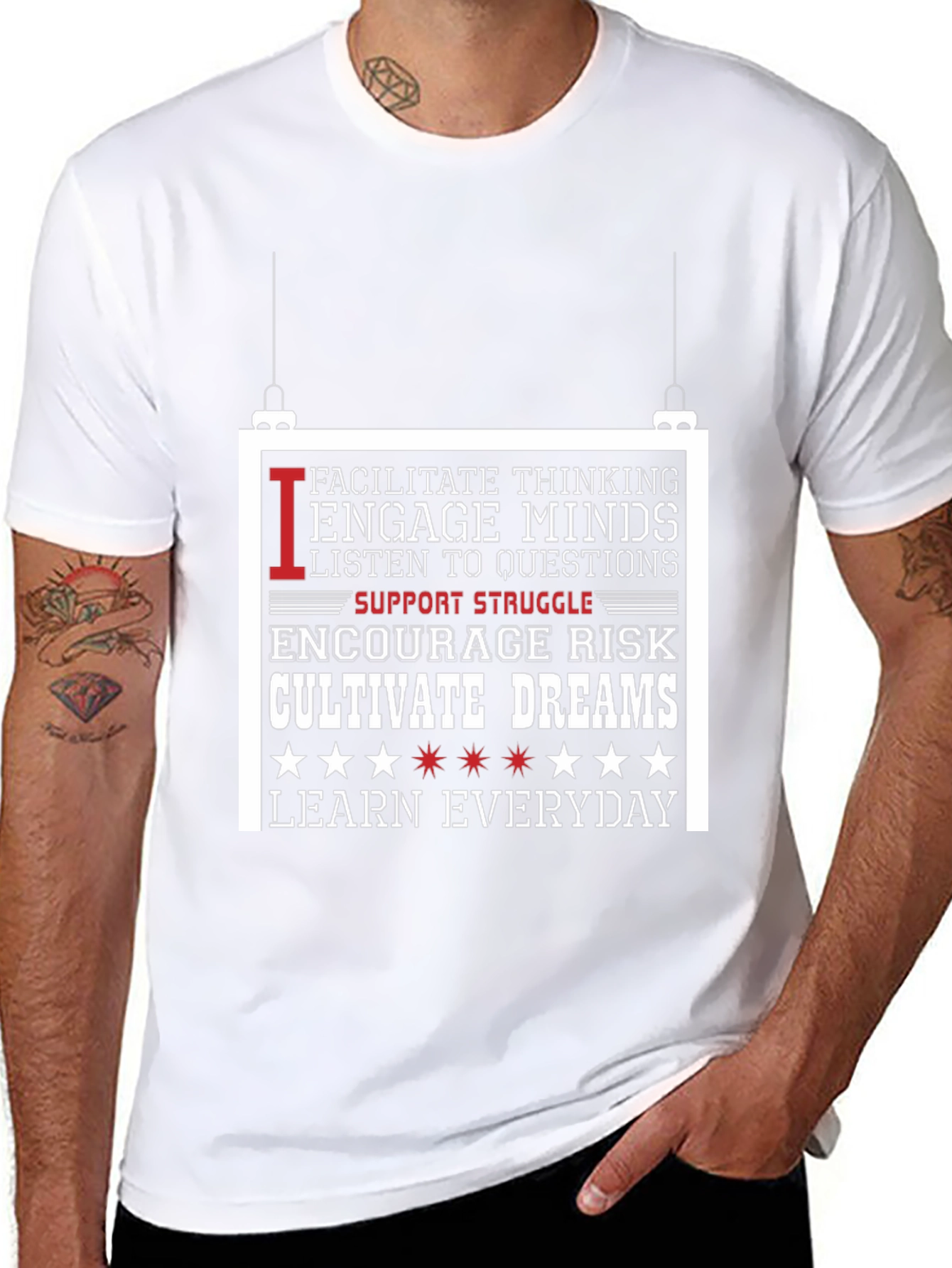 Inspiring Teacher T-Shirt: Facilitate Engage Cultivate