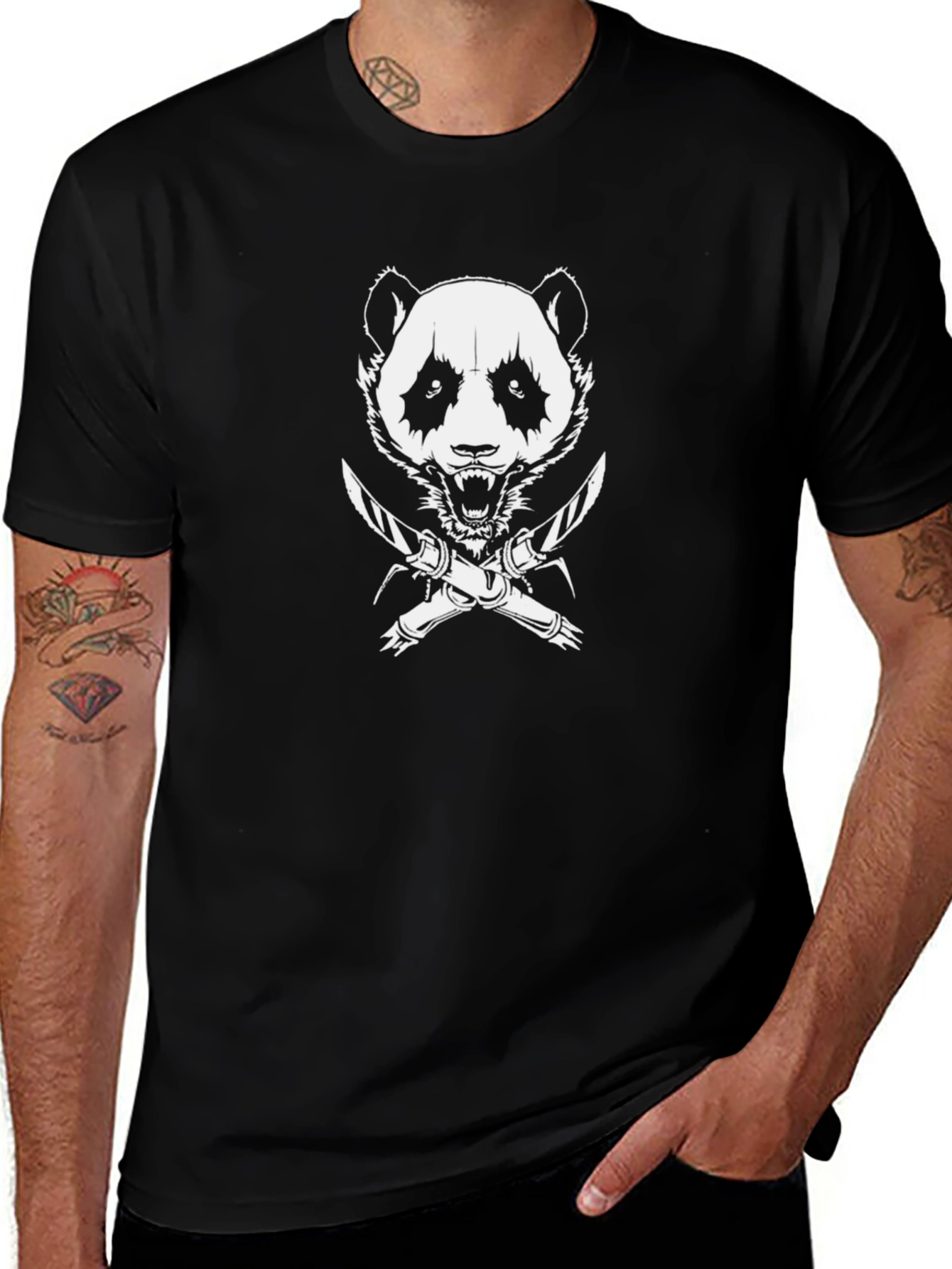 Mens Black Panda Graphic Tee