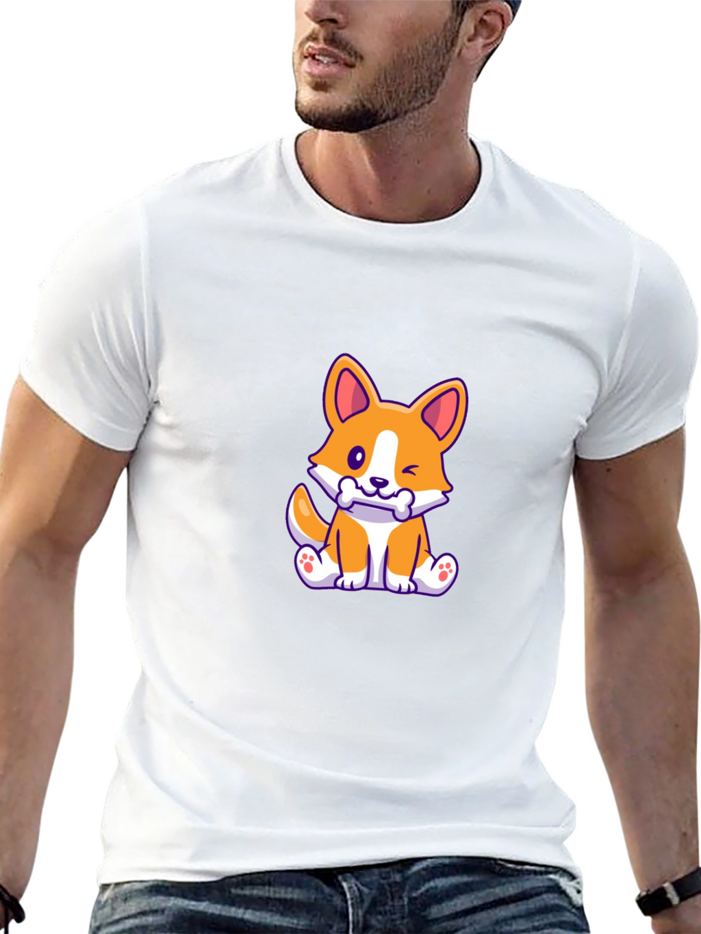 Corgi Puppy Black T-Shirt