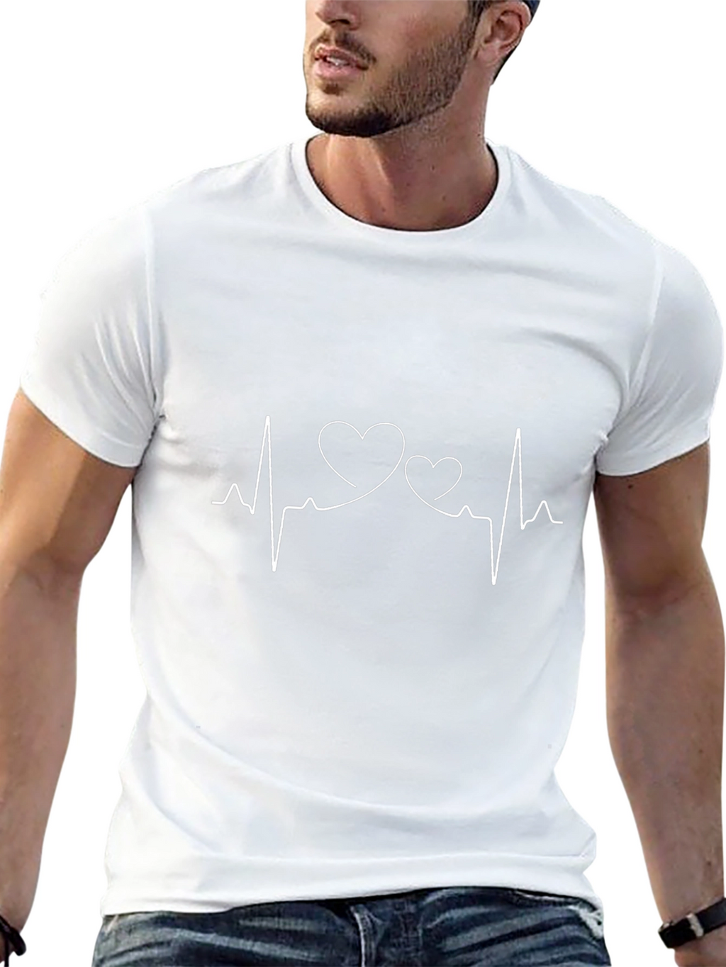 Heartbeat Love Line Art Graphic Tee