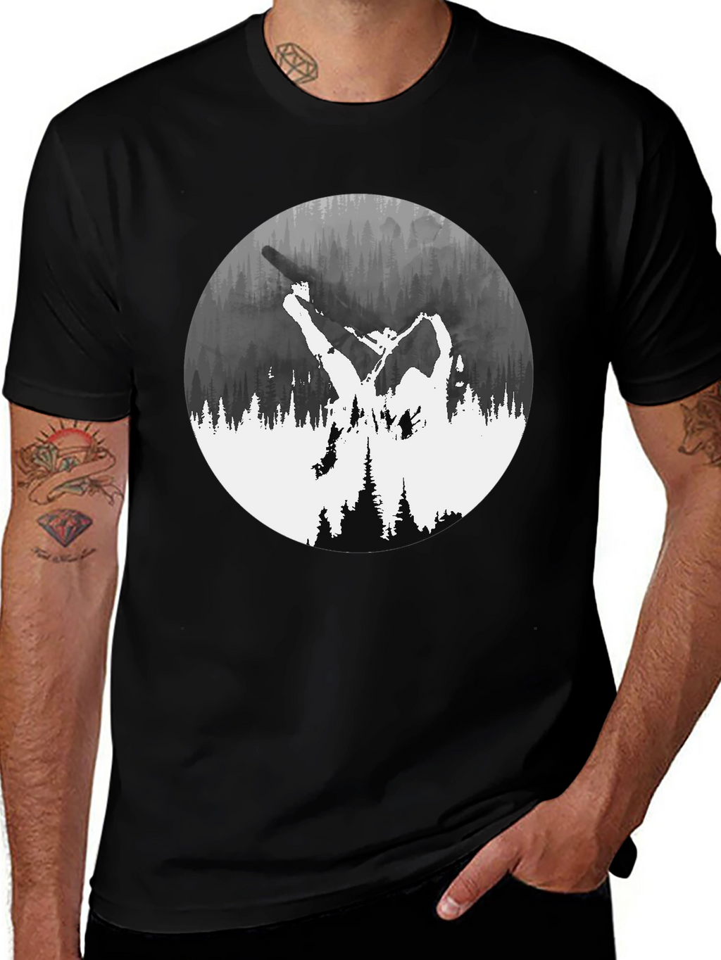 Nature Silhouette Graphic Tee - Black