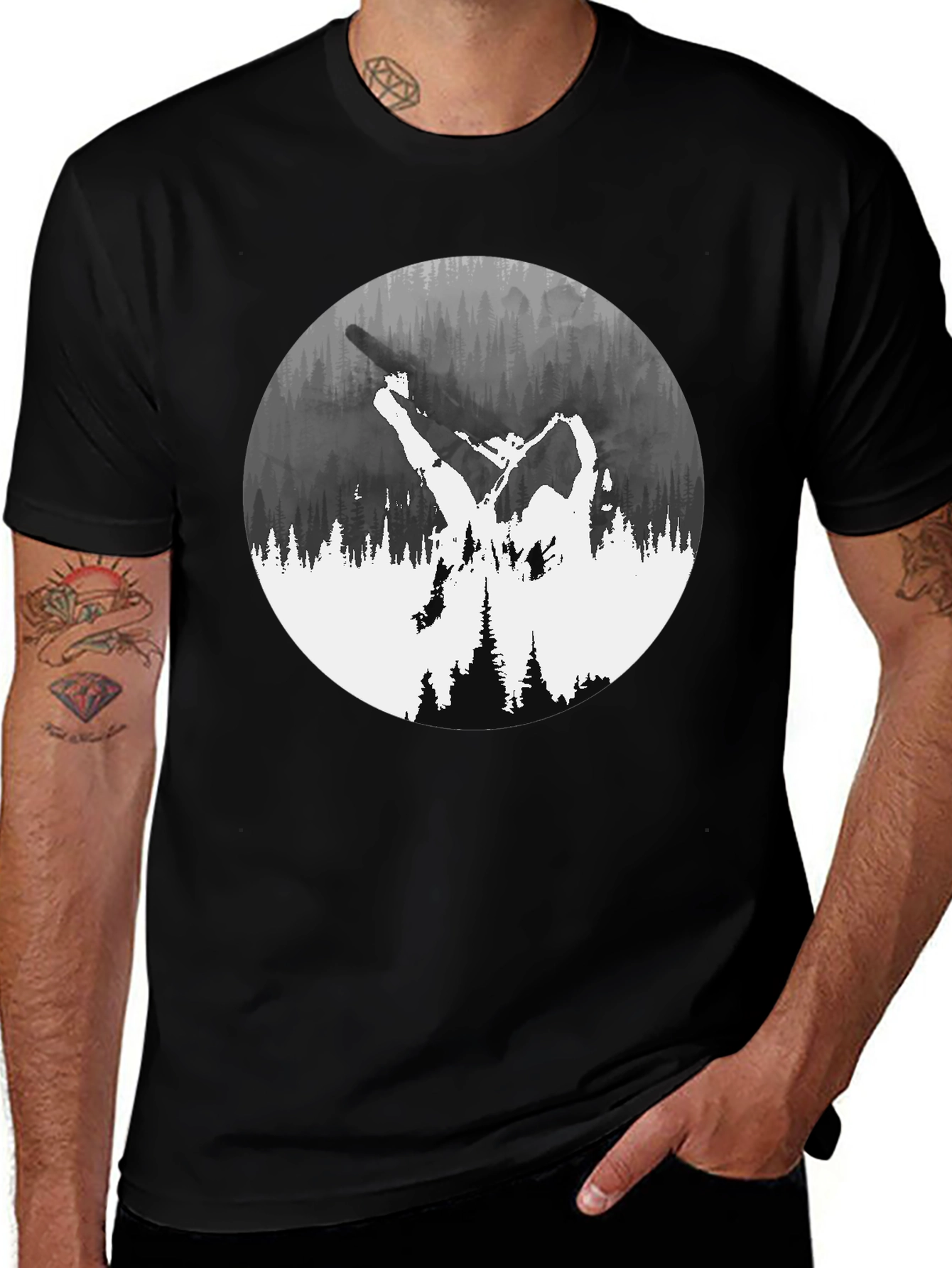 Nature Silhouette Graphic Tee - Black