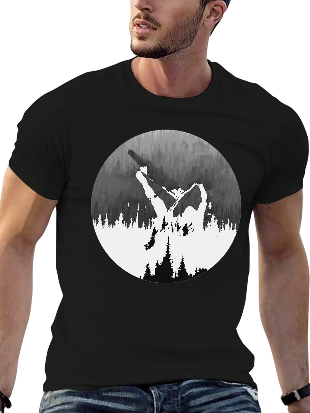 Nature Silhouette Graphic Tee - Black