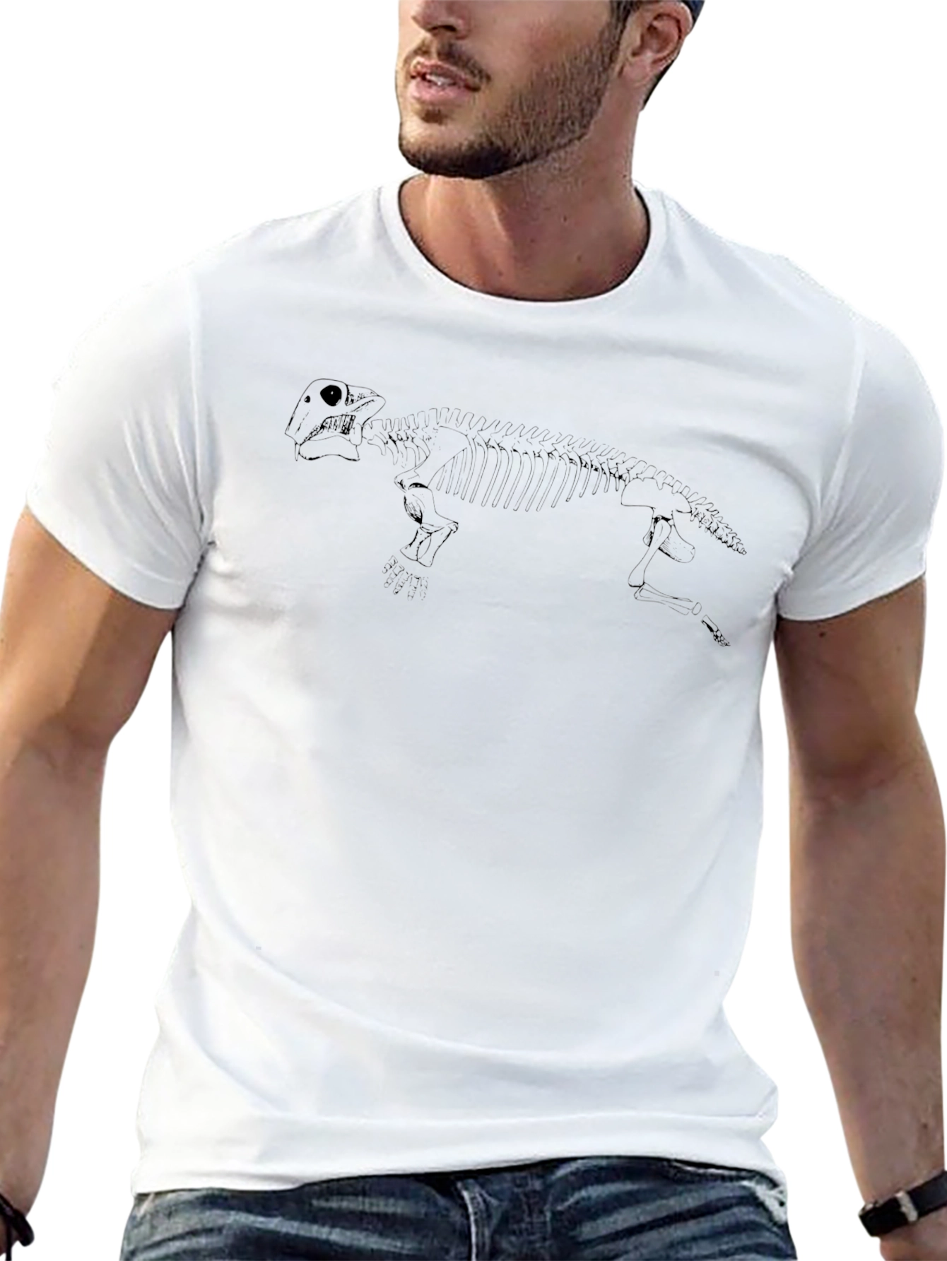 Black Dinosaur Skeleton Graphic Tee