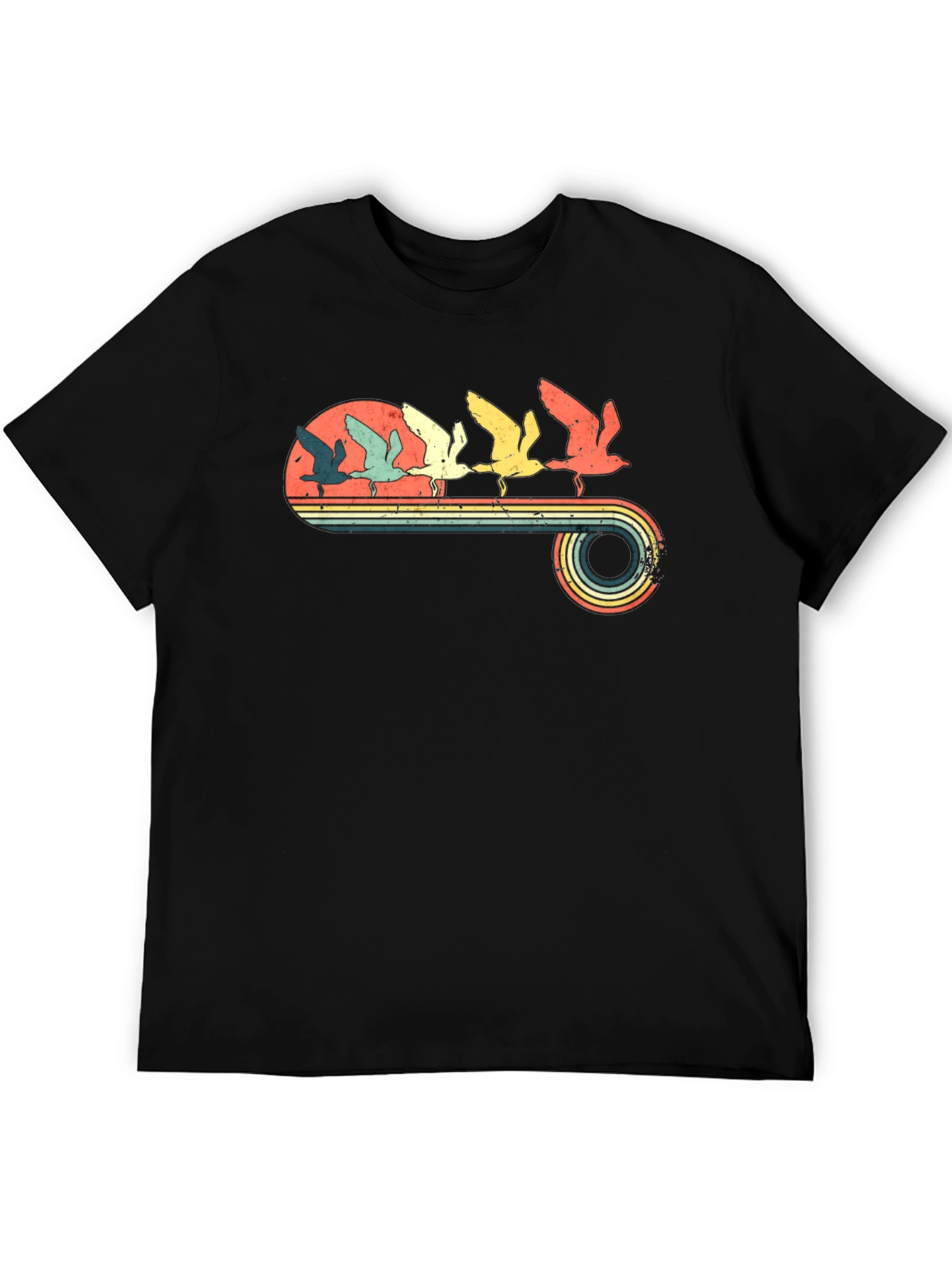 Retro Birds T-Shirt - Vintage Sunset Design
