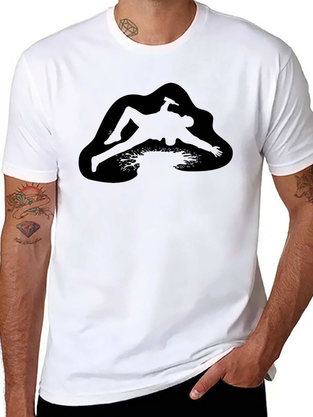Black T-Shirt with Unique Graphic Design