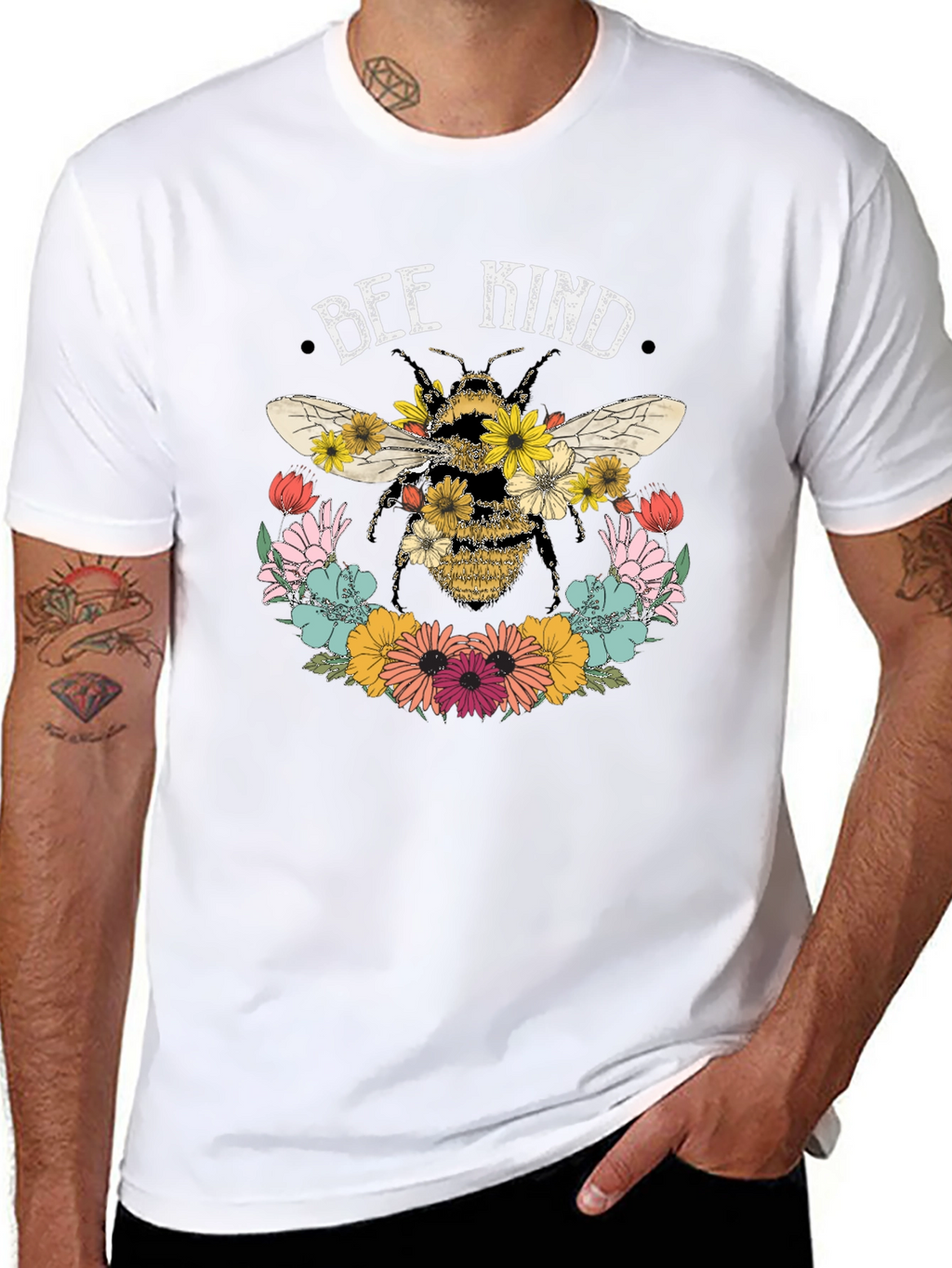 Bee Kind Floral Graphic Tee - Black