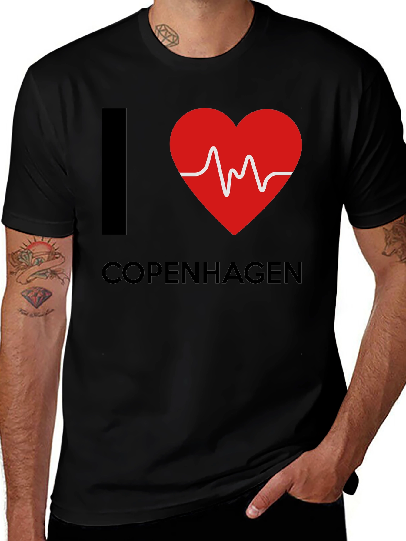 I Love Copenhagen T-Shirt - Heartbeat Design