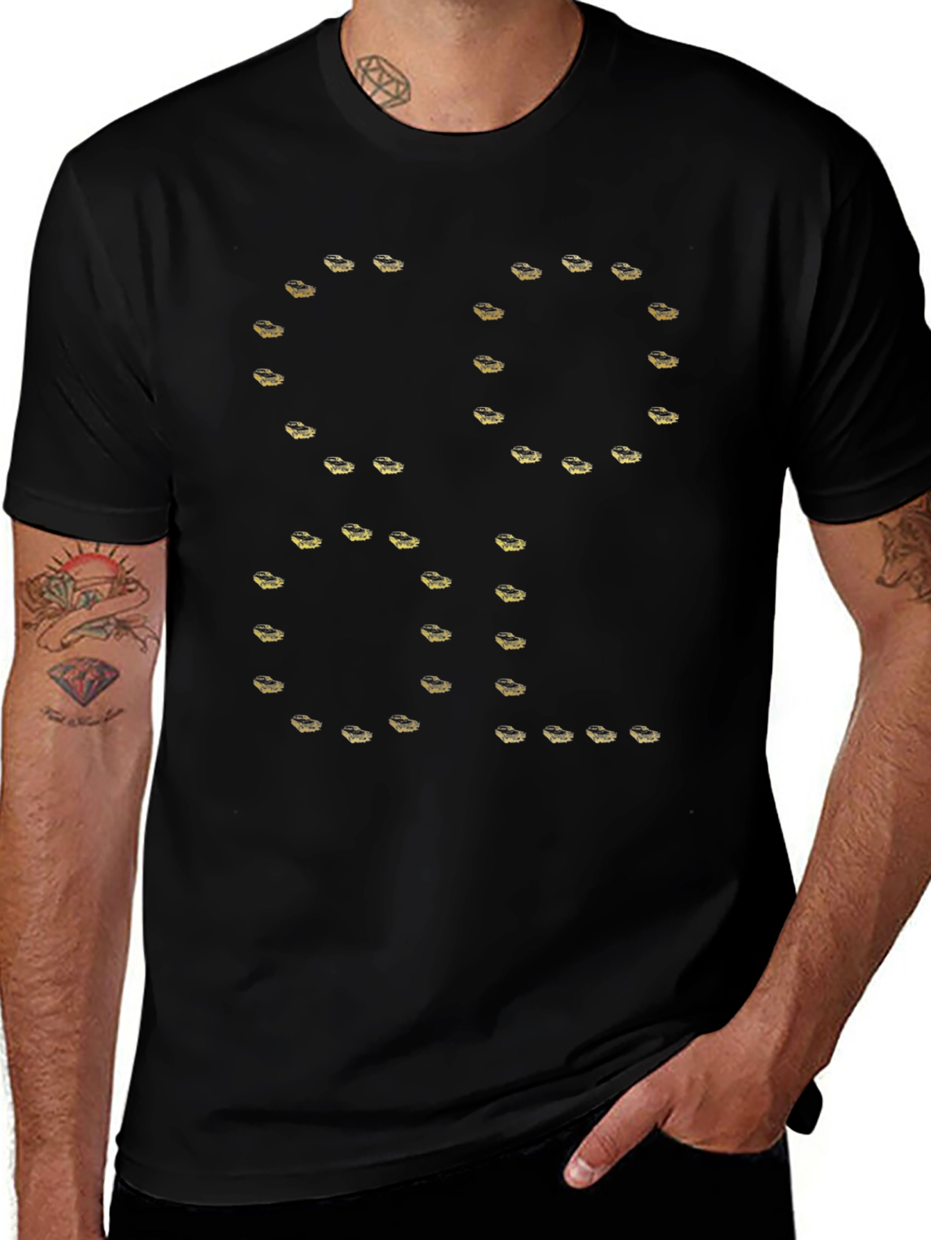 Cool Shirt - Black Tee with Unique Gold Design