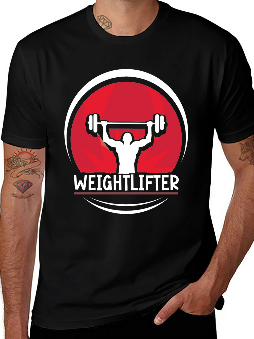 Weightlifter Graphic Tee - Black Cotton Fitness Shirt