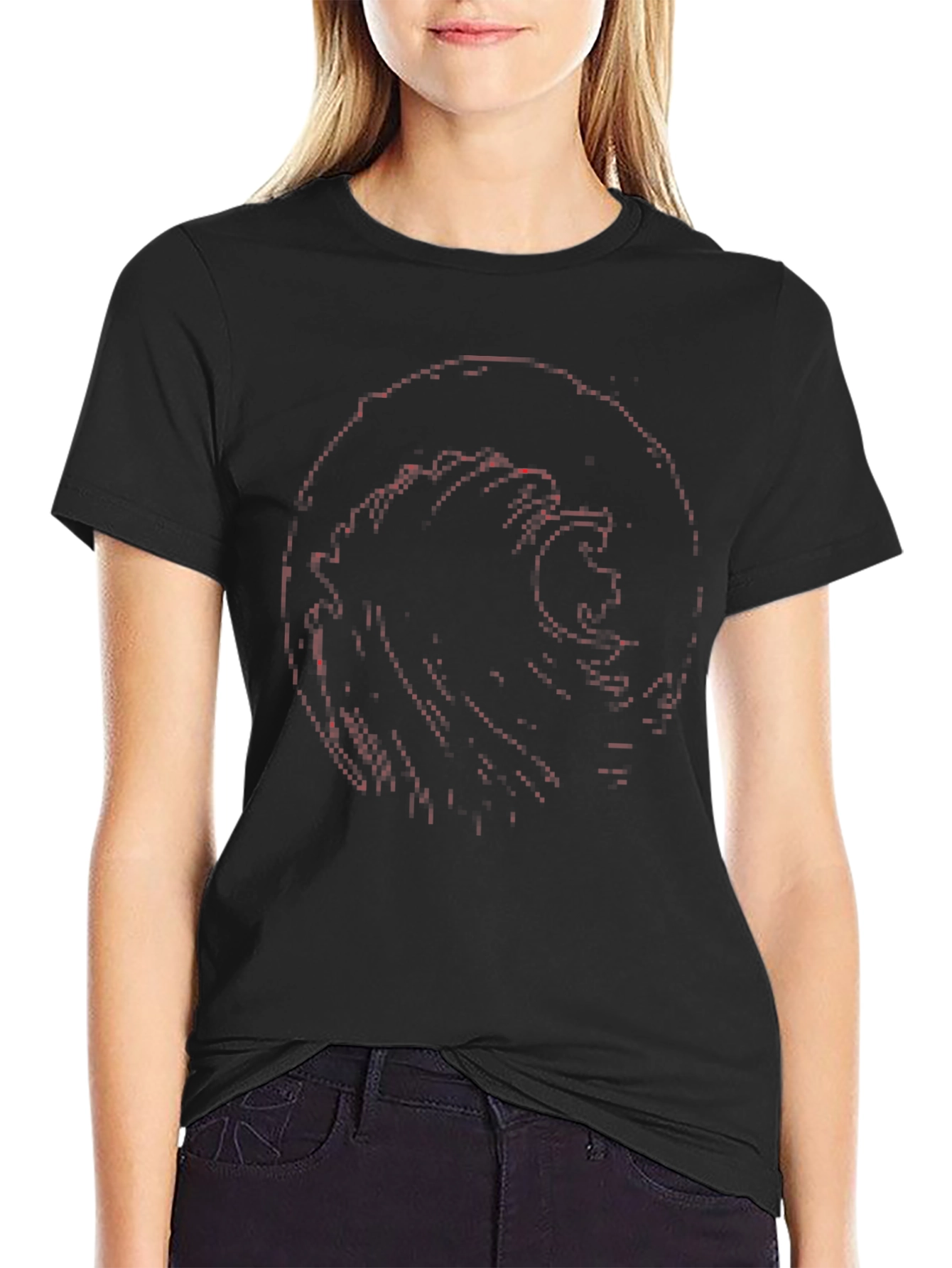 Abstract Wave Graphic Tee - Black