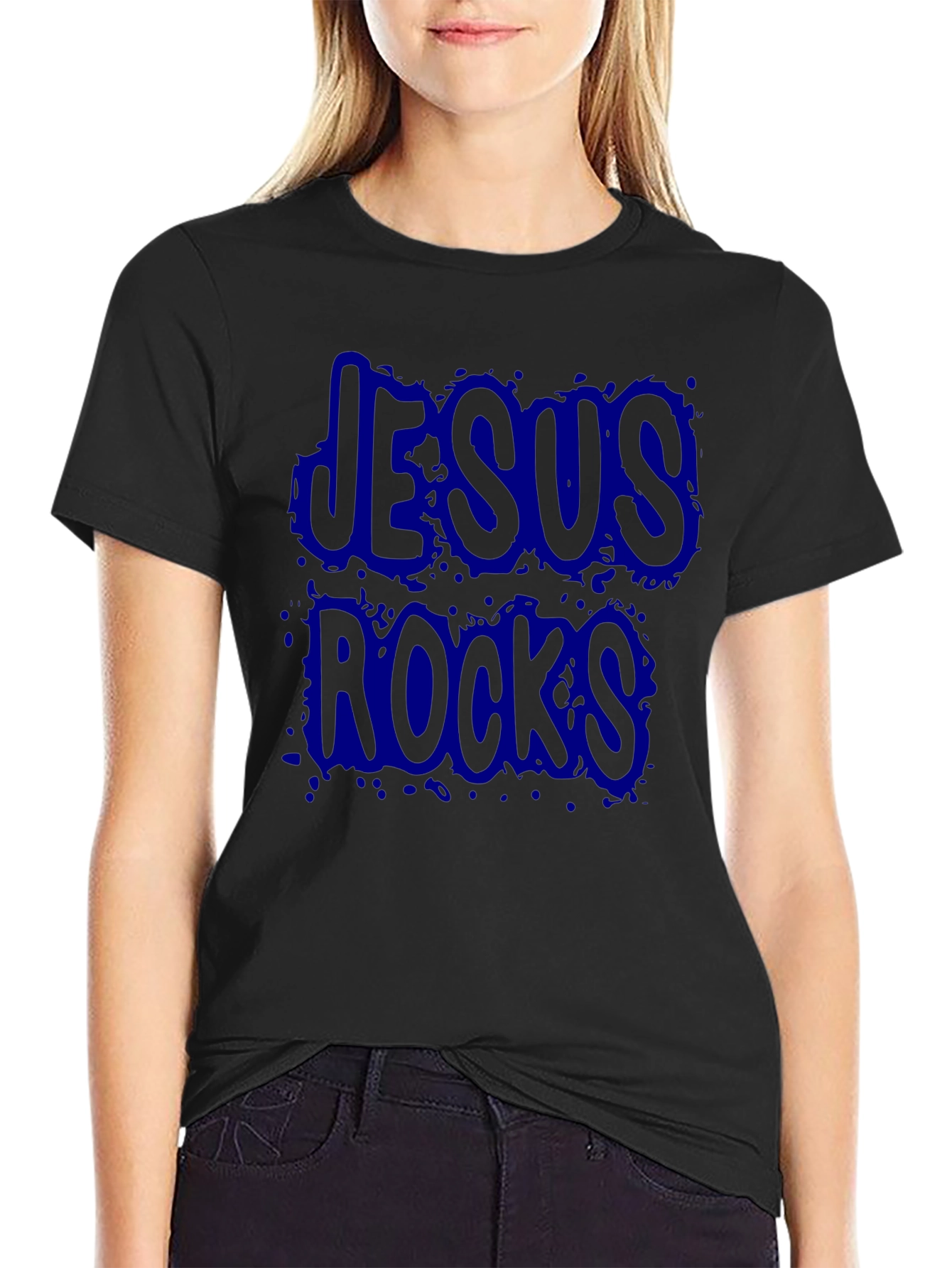 Jesus Rocks Black Graphic T-Shirt