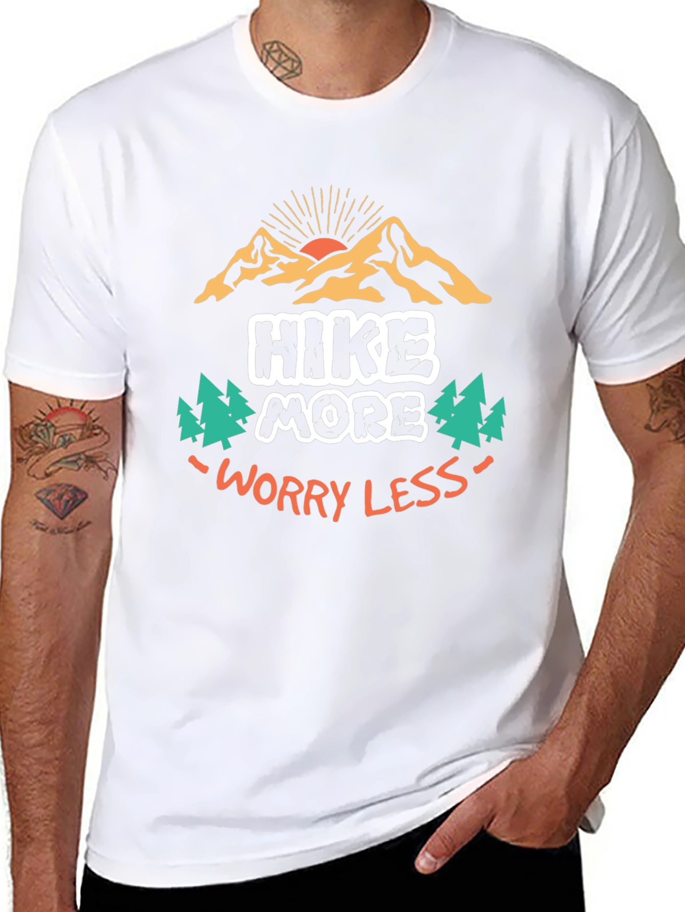 Hike More Worry Less Black Graphic Tee