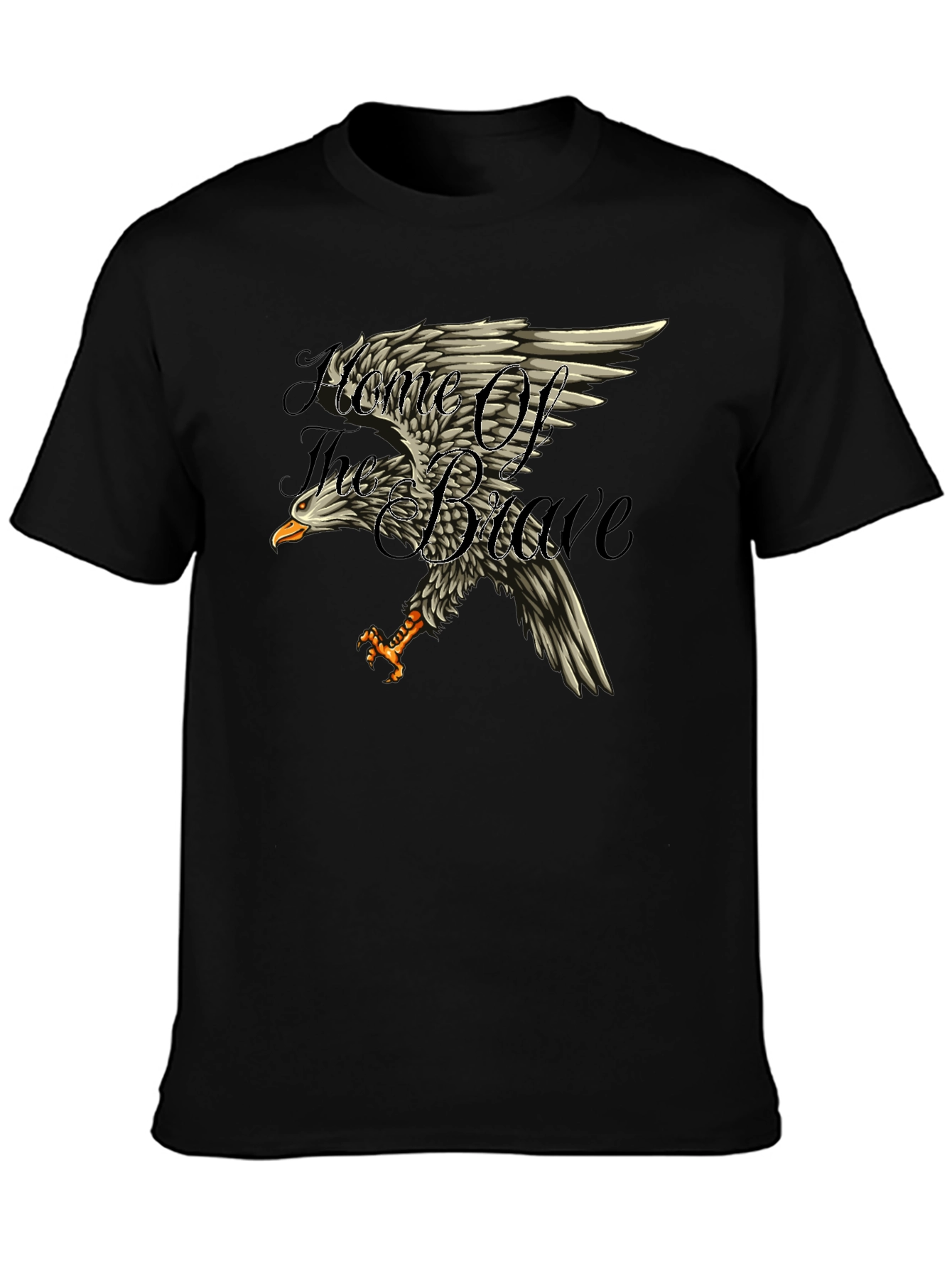 Bold Eagle Graphic Tee - Home of The Brave Black T-Shirt