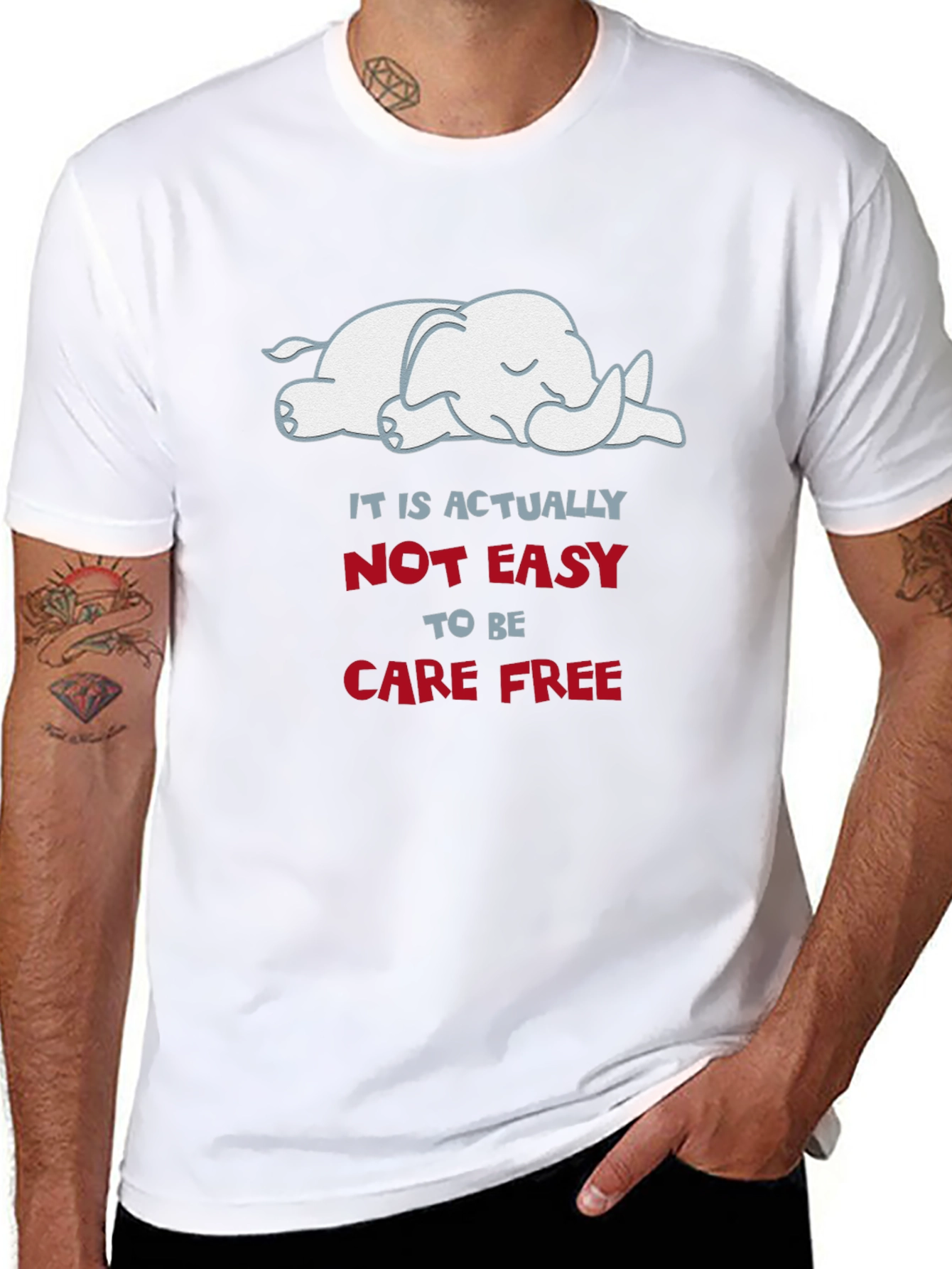 Carefree Elephant Graphic Tee - Soft Cotton Comfort