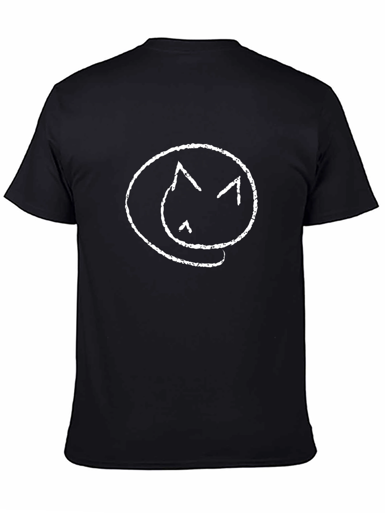 Black T-Shirt with Cat Doodle Graphic