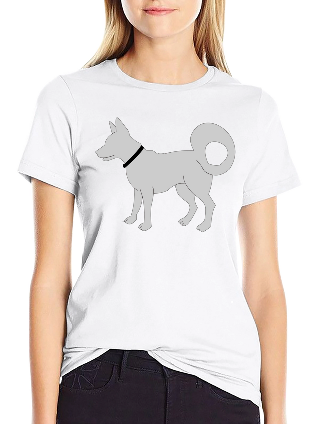 Dog Silhouette T-Shirt - Black Cotton Tee