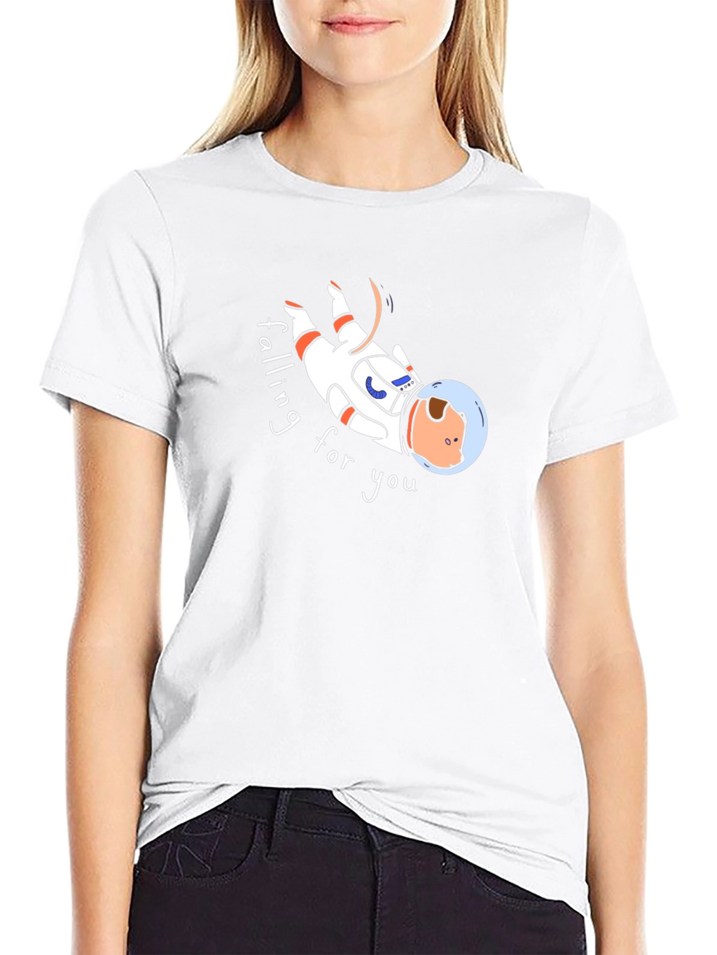 Falling For You Astronaut Dog Graphic Tee