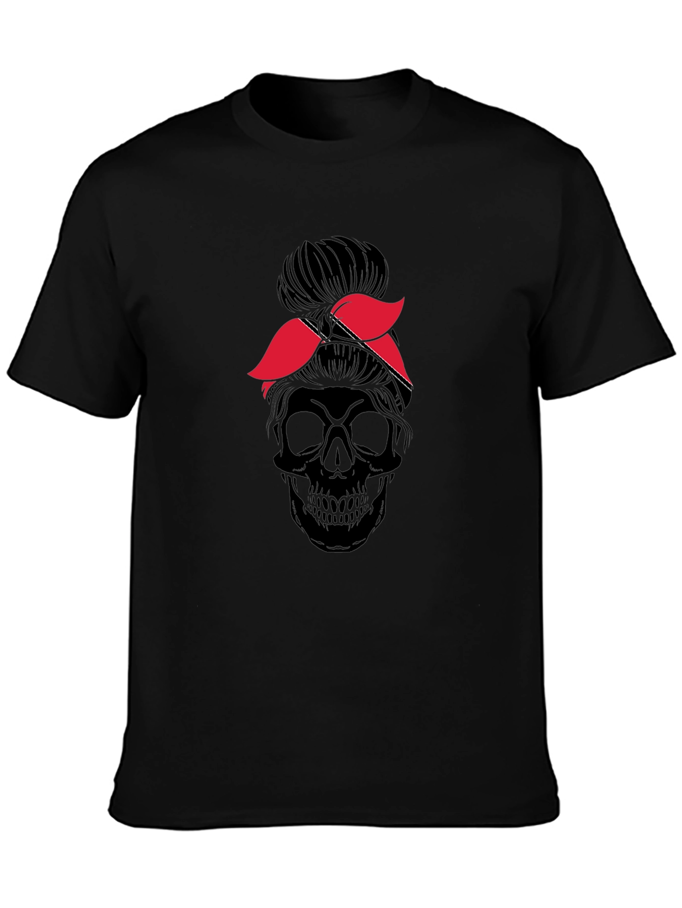 Skull Messy Bun T-Shirt - Graphic Tee