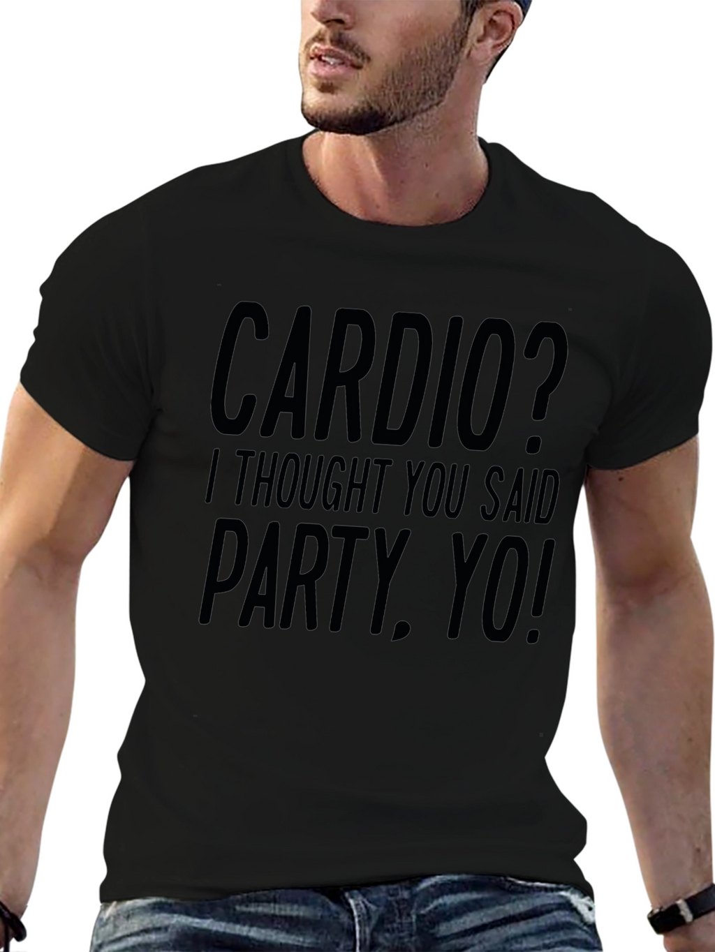 Cardio? Party Yo! Black Graphic Tee