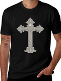 Ornate Cross Graphic Tee - Classic Black T-Shirt