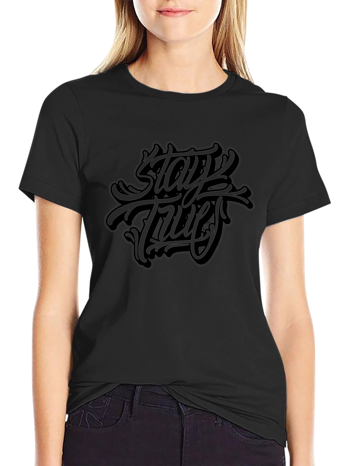 Stay True Graphic Black T-Shirt
