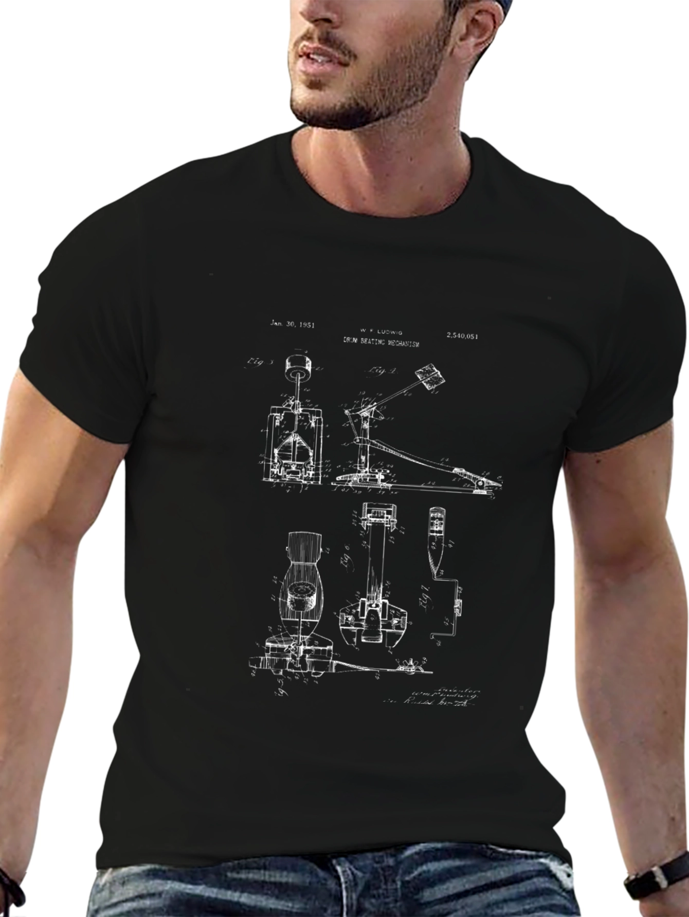 Drum Pedal Patent Black T-Shirt