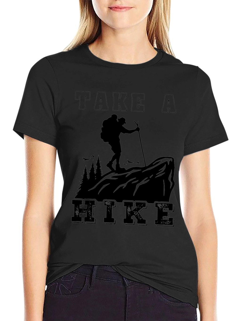 Take A Hike Graphic Tee - Black Cotton Blend